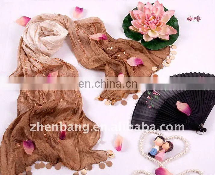 Embroidered Long Silk Scarf
