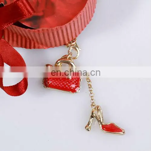 FASHION RED GIFT BAX SHAPED SHOE ACCESSORIE HIGH HEEL CRYSTAL