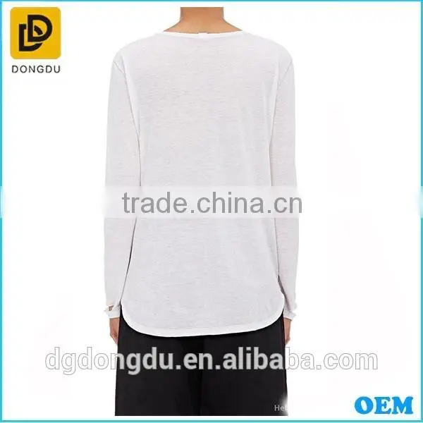 New Fashion Casual Lady Pick Stitched Long Sleeve T shirt