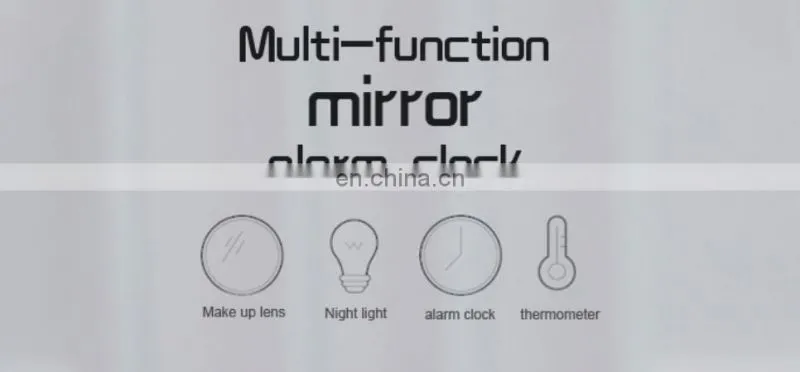 2020 USB Charging rechargeable Led Decoration Design night lighting Mirror Alarm Clock