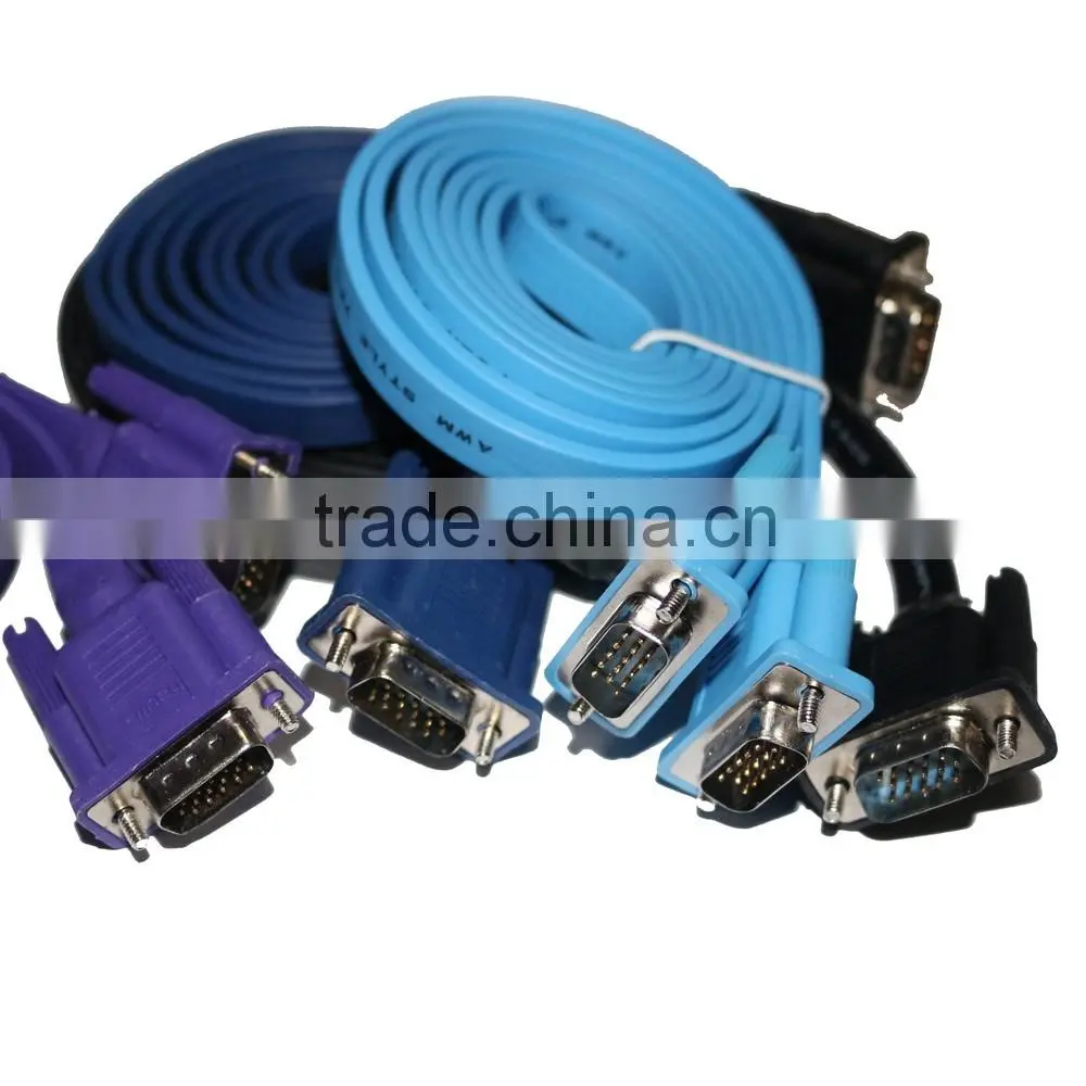 high speed 15pin male to male flat vga cable 8m, computer monitors cable