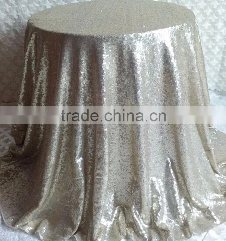 New cheap Hot sale fancy 100% polyester embroidery metallic sequence wedding silver sequin table cloth