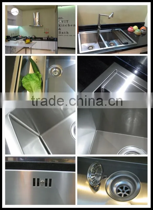 double bowl stainless steel sink with drainboard STS 101B(SH)