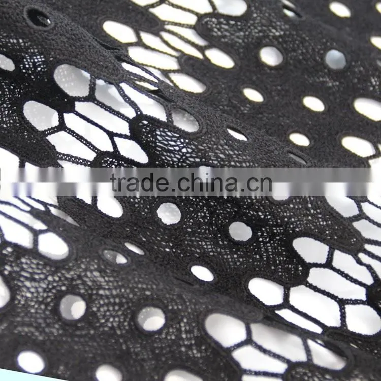 Good price excellent quality black polyester water soluble chemical lace fabric