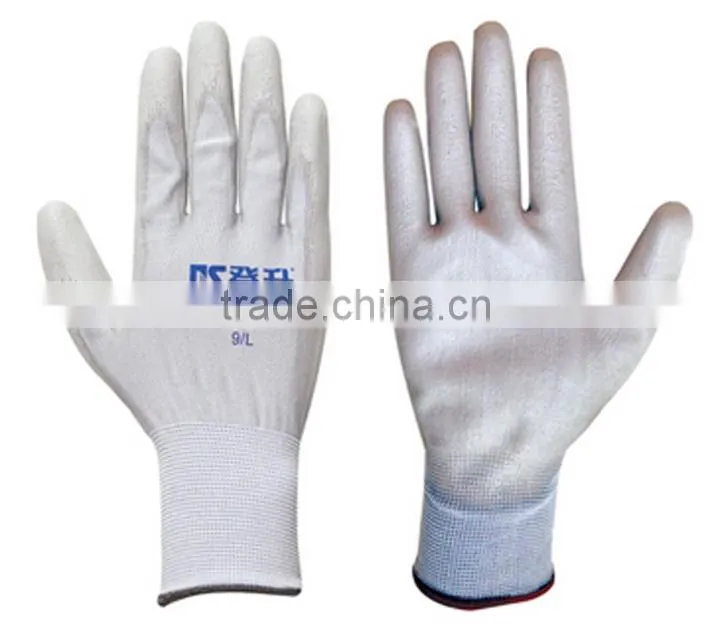 nylon pu coated hand gloves/ PU coated working gloves