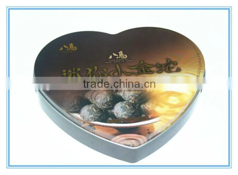 Food grade heart chocolate tin box with CYKM printing