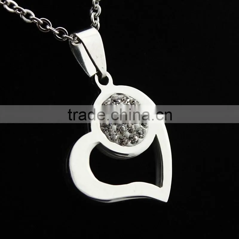 Titanium heart pendant necklace Jewelry Diamond cut heart-shaped clavicle chains wholesale