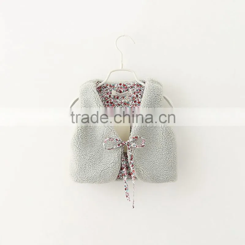 2015 Autumn & Winter Children Vest All-match Girl Lamb Wool Fur Coat Baby Girl Outwear With Fur Balls