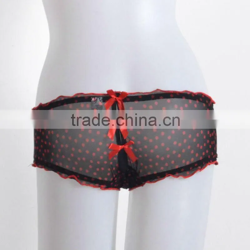 Hot sales newest sexy transparent polka-dot panties thongs women 6001