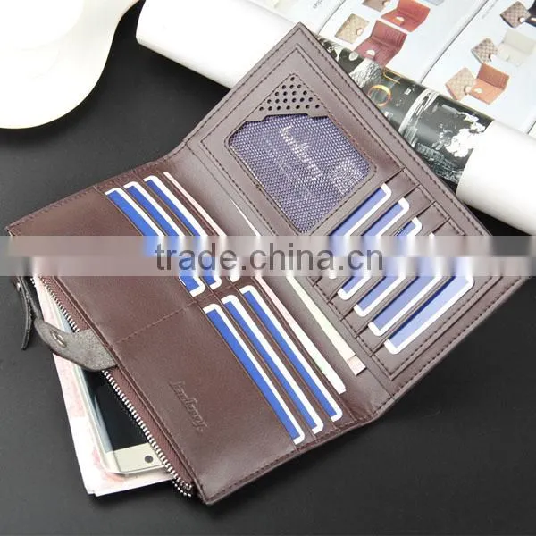 Quality goods Baellerry fine leather men long zip wallet