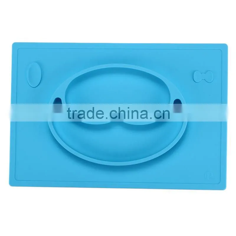 BPA free 2016 good quality one-piece silicone rubber placemat plate