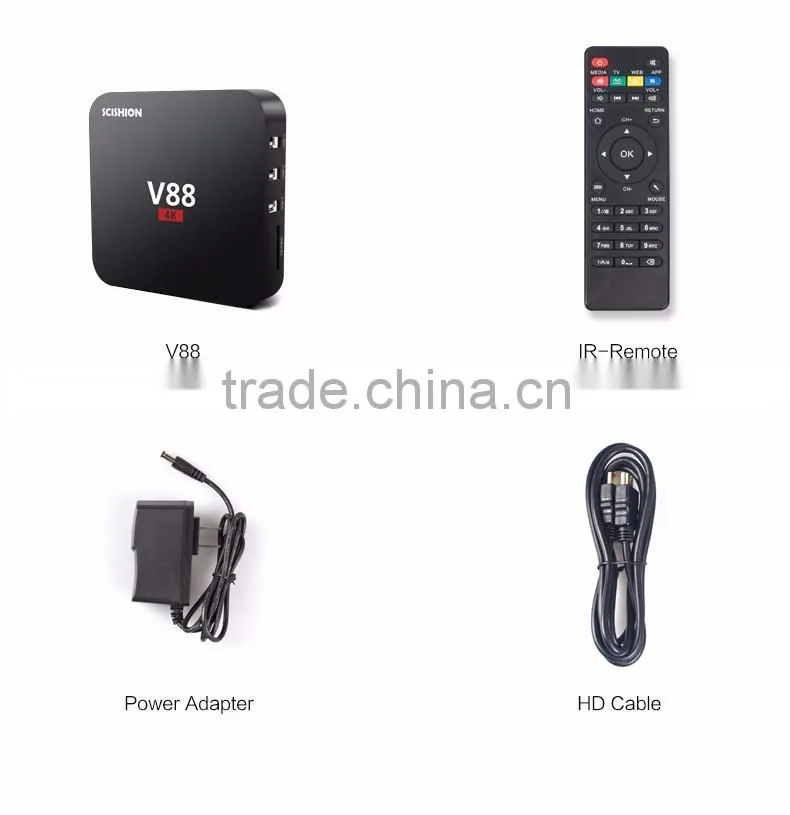 Vensmile rk3229 V88 Quad Core Android 5.1 Smart TV Box Fully Loaded Kodi IPTV Media Player 1G/8G install free play store app