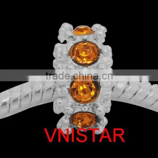 Vnistar Silver plated beads with 8 pieces stone beads in different colors size in 6*11mm PBD850 for bracelet