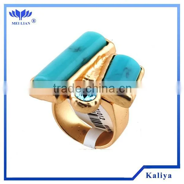 Fashion Natural stone pearl turquoise ring 2014