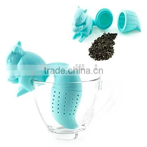 Squirrel shape Food grade BPA Free silicone tea cup infuser strainers