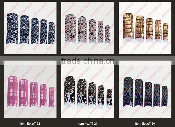 wholesale 70pcs/box Airbrush Pre Design Translucent French False Nail Art Acrylic Tips AT1200