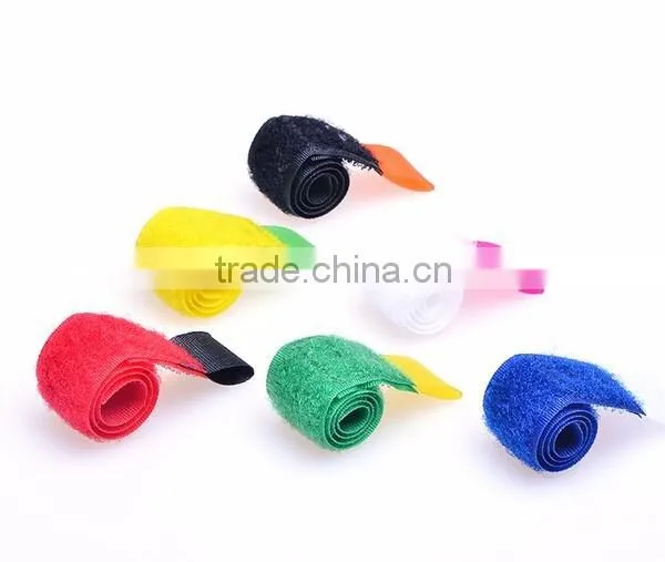 Double side back to back colorful adjustable hook & loop wire cable tie