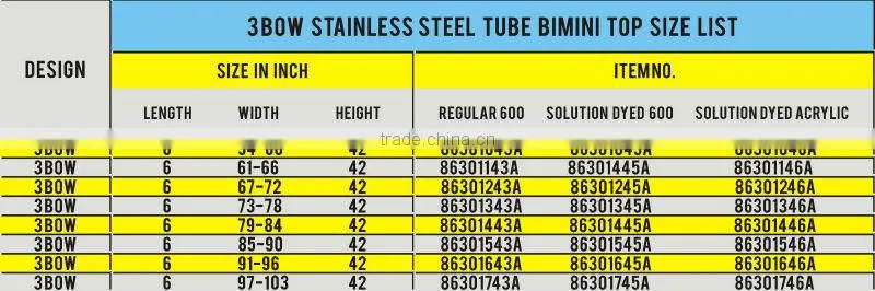 Ninghai Innovation 3 bow stainless steel Bimini Top