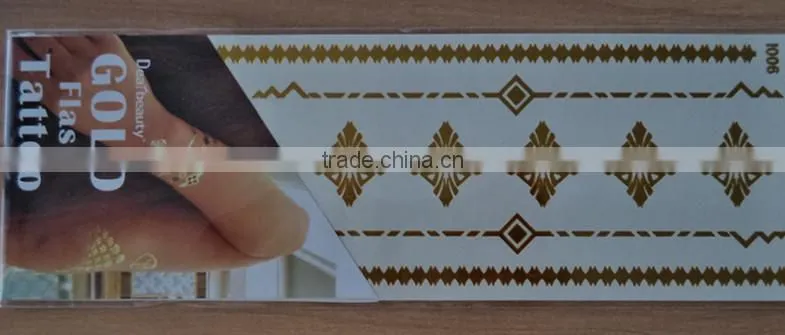 2015 NEW arabic temporary tattoos face jewelry sticker golden tattoo 7.5*23cm