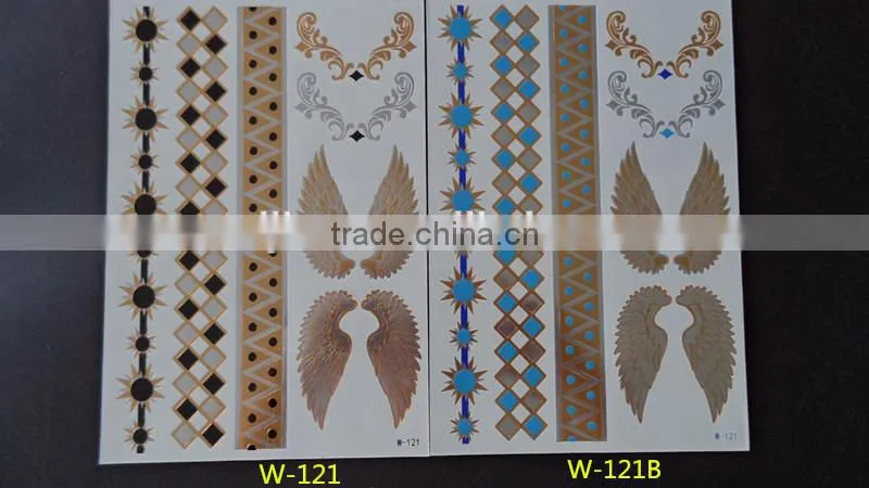 Blue metallic tattoo ink Newest Temporary gold silver tattoos 15*20CM