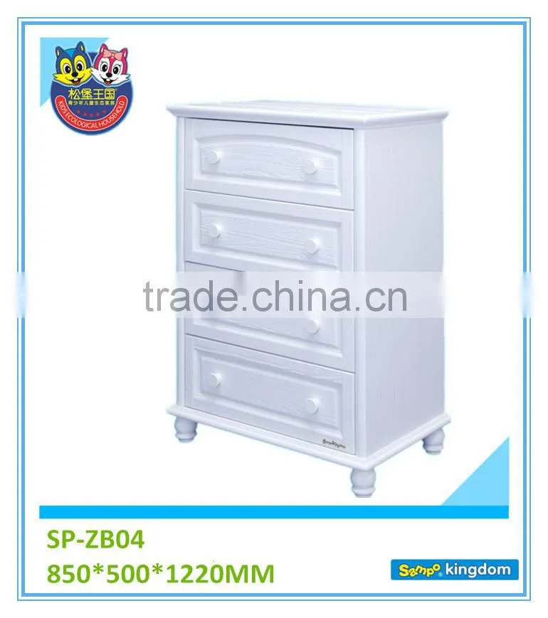 Chinese classic European style white solid wood bedside table drawer chest round#SP-ZB044