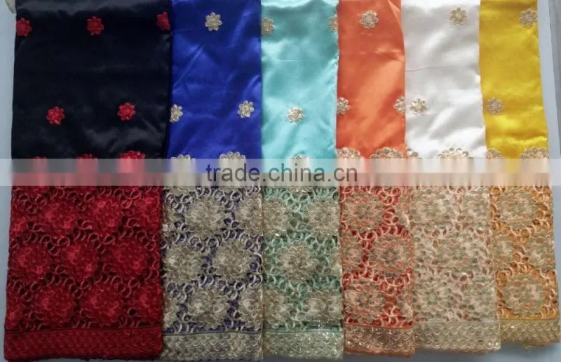 multi color african george fabric with cord lace india raw silk george wrappers