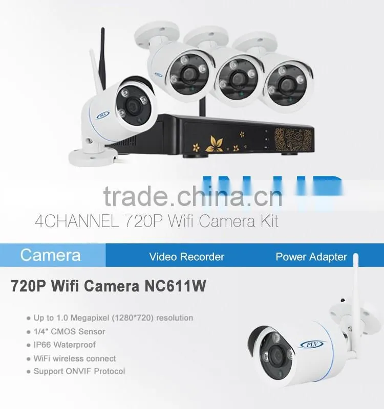 4channel 720P 1MP night vision IR led infrared security camera system wireless camera nvr kit