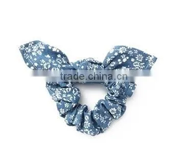 denim bunny ear scrunchy handmade fashion accessories