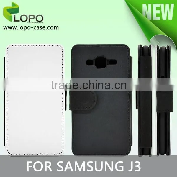 Best quality sublimation printing leather flip case for Samsung Galaxy J3