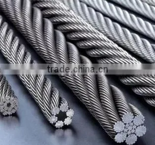 8*19S +FC, 8*19S+IWR,8*19W+FC,8*19W+IWR Elevator Steel Wire Rope