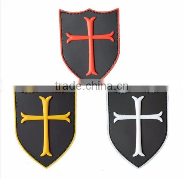Cross Crusader Shield Navy Seal Devgru Red Usa Army Tactical Swat Patch Rubber 3d PVC Morale Badge Army Military Patches