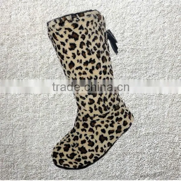 Ladies Animal Print Indoor Slipper Boots Animal Printing Winter Boots