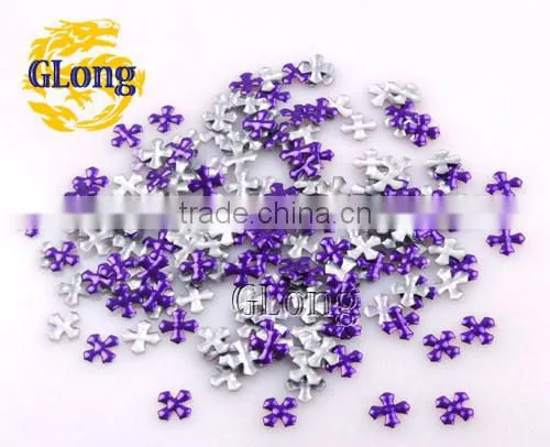 10*10mm Hot Fix Iron-on Nailhead Cross The Flower Shape Aluminum DIY Accessories For Bag Shoe Garment #GT099-10P(Mix-s)