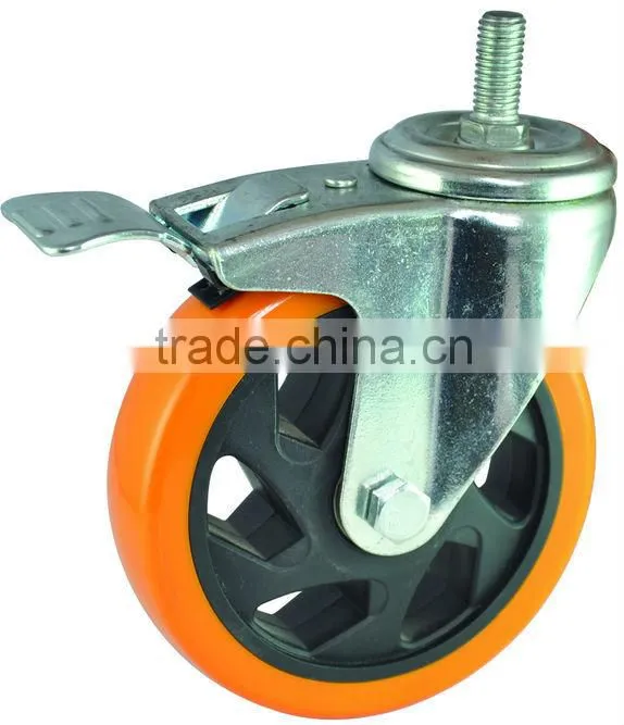 5inch Threaded stem furniture pvc caster wheel,yellow plastic wheel