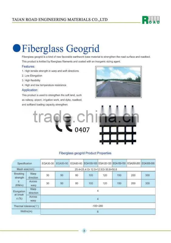 Polyester geogrid/Fiberglass geogrid/HDPE Uniaxial geogrid/PP biaxial geogrid