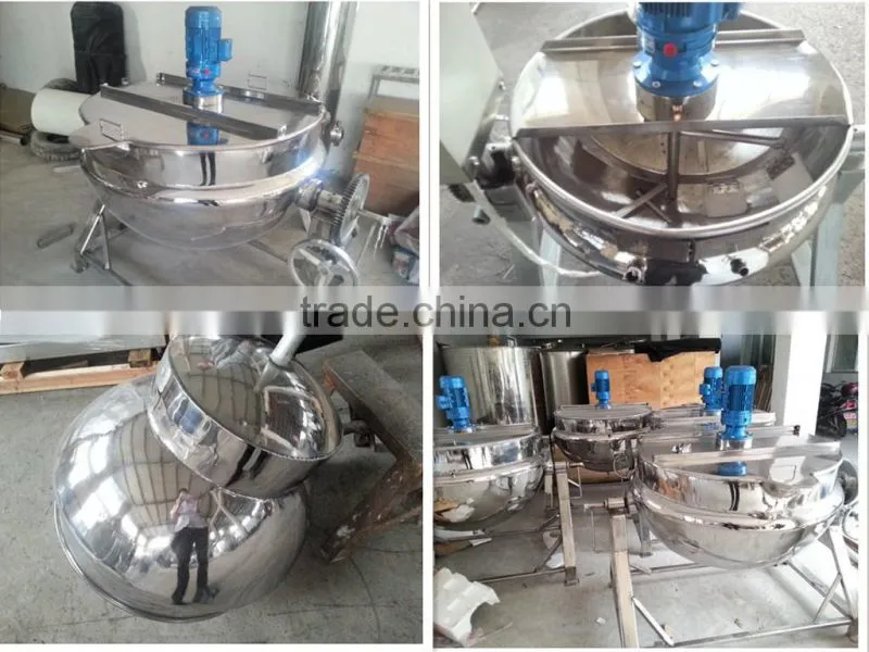 Industrial stainless steel steam jacketed kettle with agitator