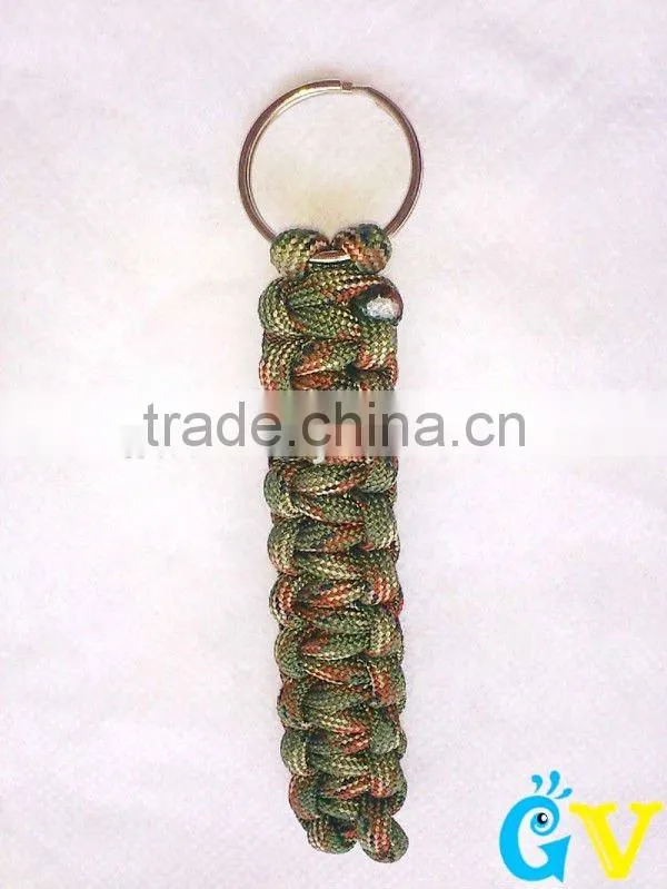 550 Survival Paracord Keychain Camo for Key Zipper Whistle Knife Holder