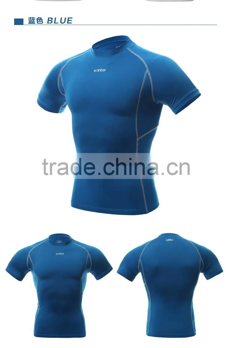 2015 Custom Logo Compression Shirts Training Shirts Dri Fit Running Shirt for Men