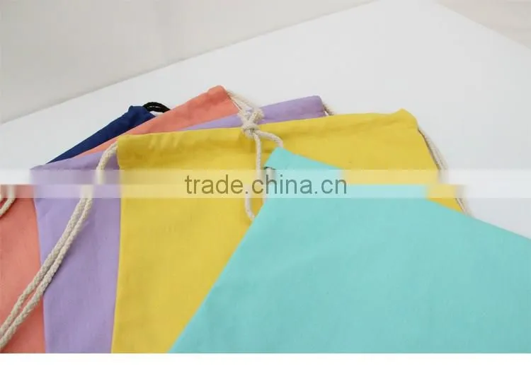 Colorful canvas drawstring travel bag school bag