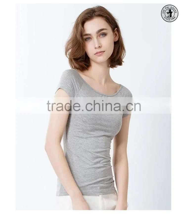 Sexy Slim Fit Women Blank Scoop t Tops For France