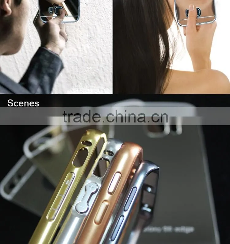 Plastic material cellphone accessory PC back mirror phone cover for iPhone 6 6s plus aluminum bumper case