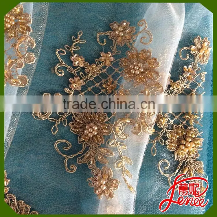 Famous Textile Supplier 100% Polyester Sequined Embroidery Fabric
