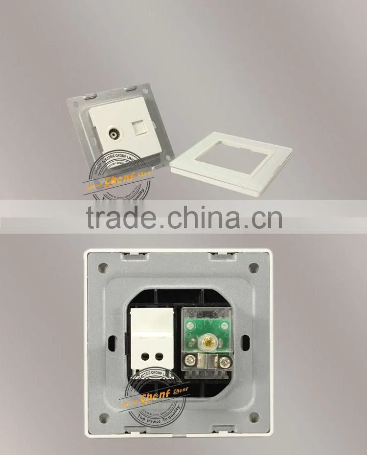 Hot Sell Cheaper Tempered Glass telephone and TV outlet wall socket 86mm