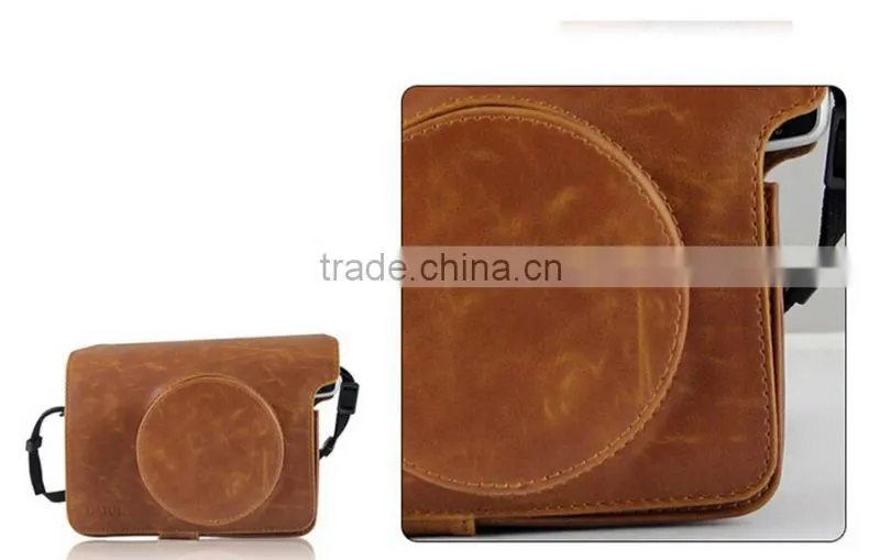 New Brown Instax W300, PU Leather Camera Case Bag For Fujifilm Instax Camera