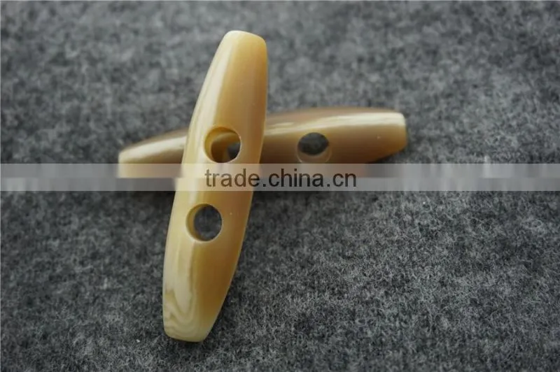 chinese button beige resin matt effect 2-holes bar toggle button for clothing