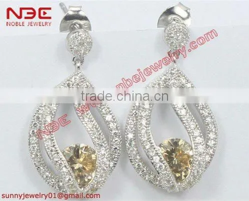 wholesale silver jewelry, micro pave setting silver earring, 2012 fashion earrings