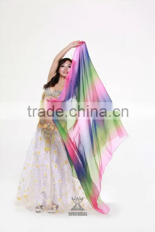 Wholesale Qiancai Wuchieal cheap colorful Belly Dance Veil,professional Indian bellydance veil SJ001