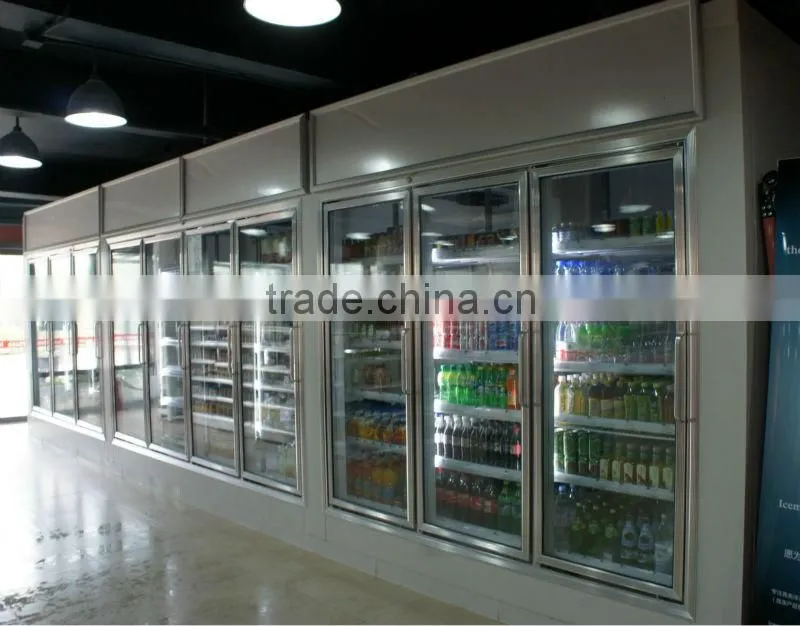 Polyurethane insulated glass door freezer storage supermarket cold room