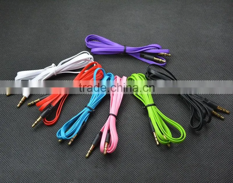 3FT 3.5mm Male To Male Noodle Jack Audio Stereo Aux Cable Adapter for PC iPhone iPod