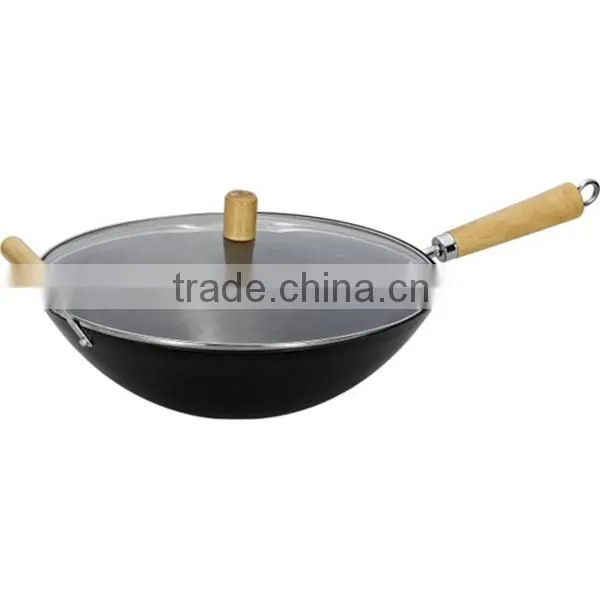 carbon steel non-stick wok with flat bottom